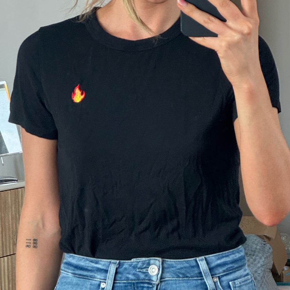 Sunday Best - Black Flame Embroidered Women's T-Shirt